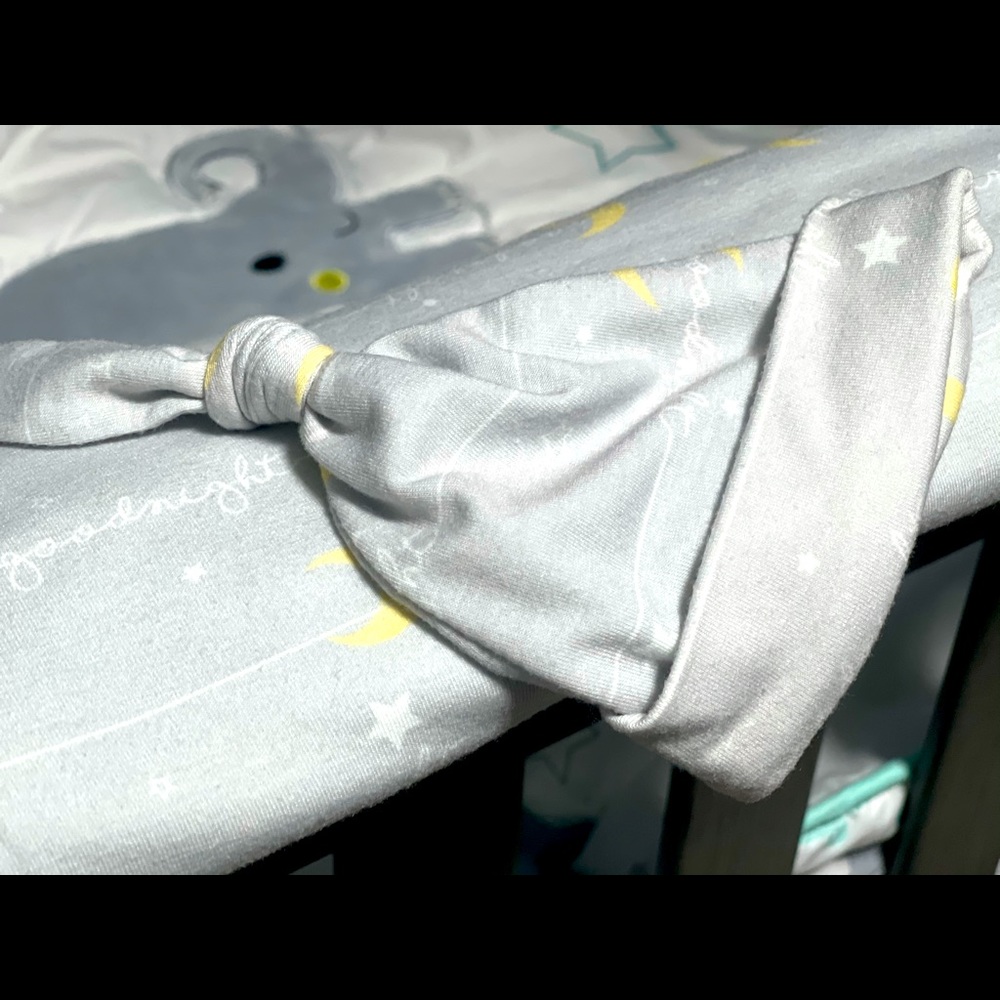 Matching soft Swaddle blanket with hat.